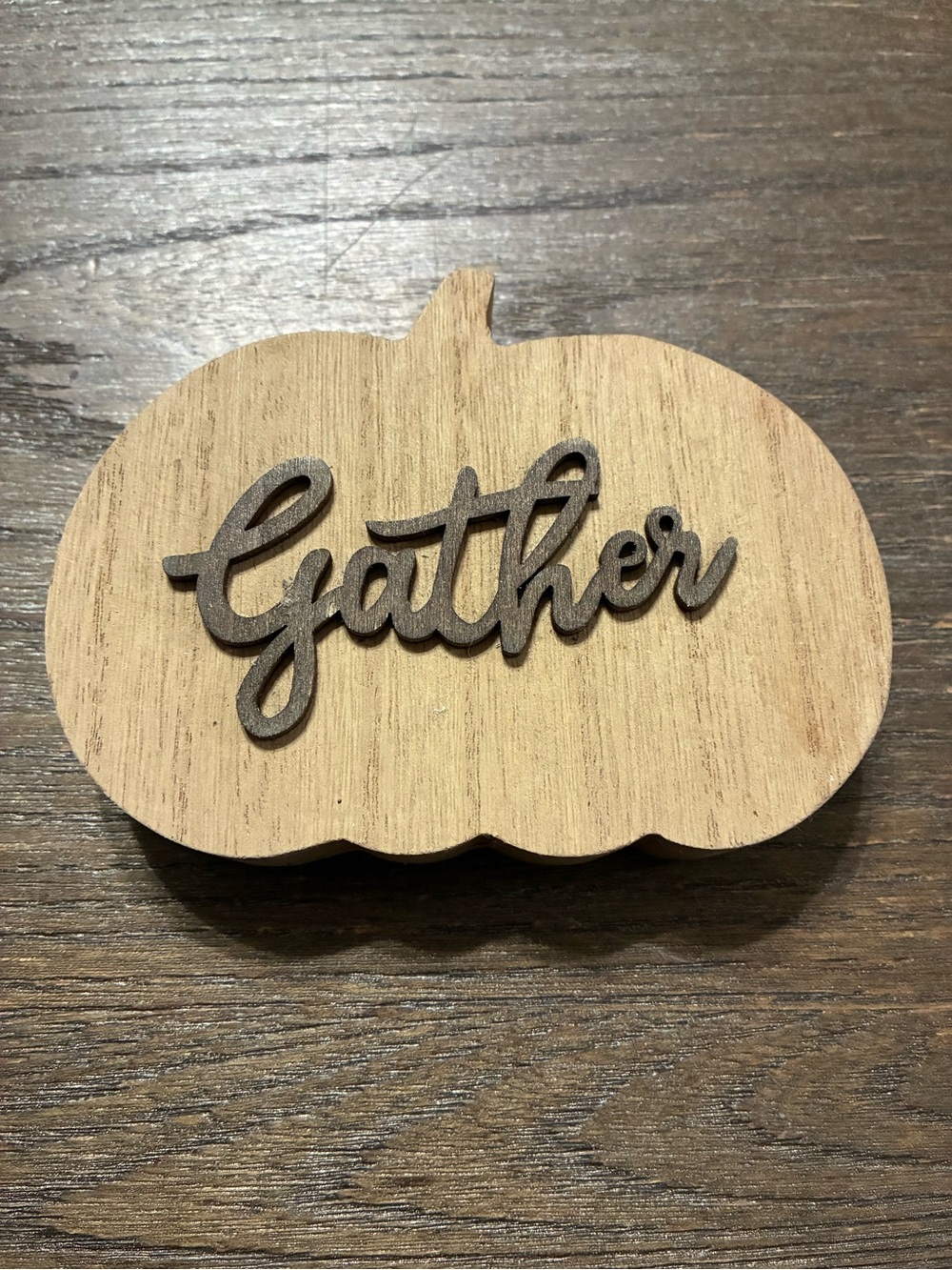 Wooden “Gather” Pumpkin Decor